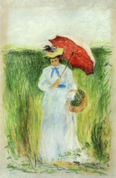  agua lienzo - Mujer joven con un paraguas Camille Pissarro